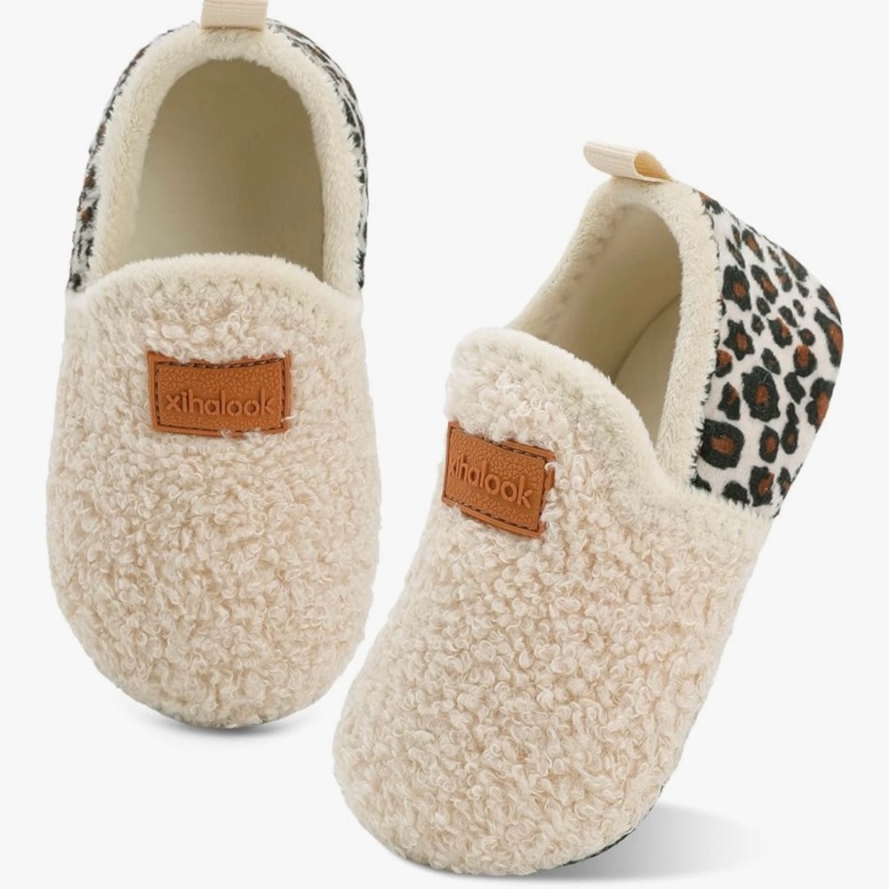 Cream and Leopard Kids Shoes